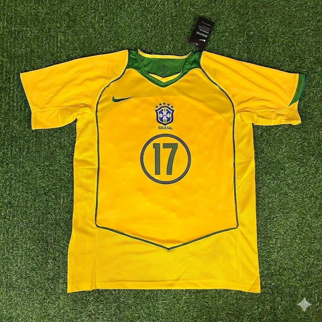 Gilberto Silva 17β Brazil 2004β2006 Retro Kit Jersey β | Trikot | Maillot Soccer Shirt