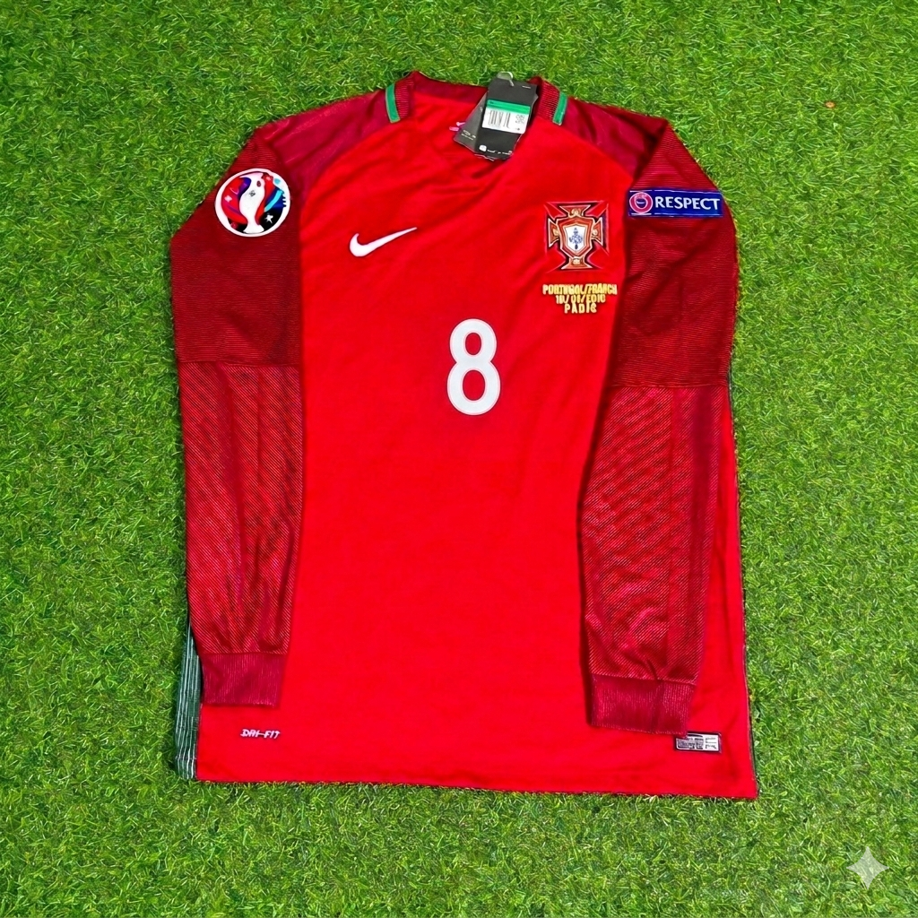 João Moutinho 8- Portugal EURO 2016 Final Long Sleeve Retro Football Jersey