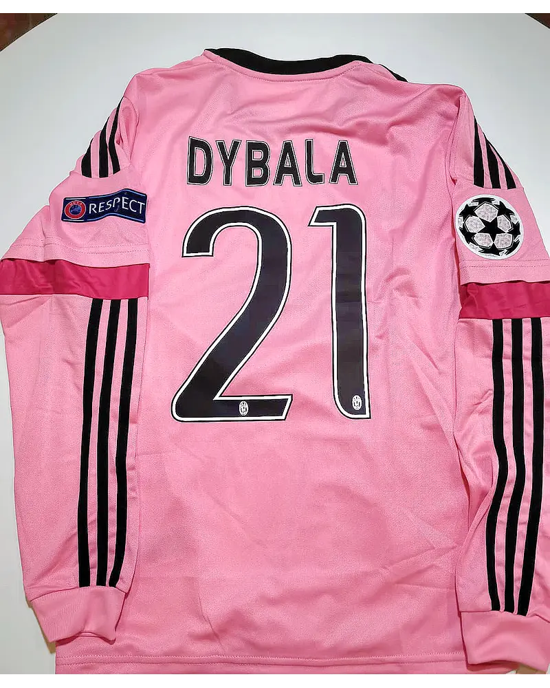 Paulo Dybala Juventus Retro Long Sleeve 2015-2016 Pink Jersey Trikot