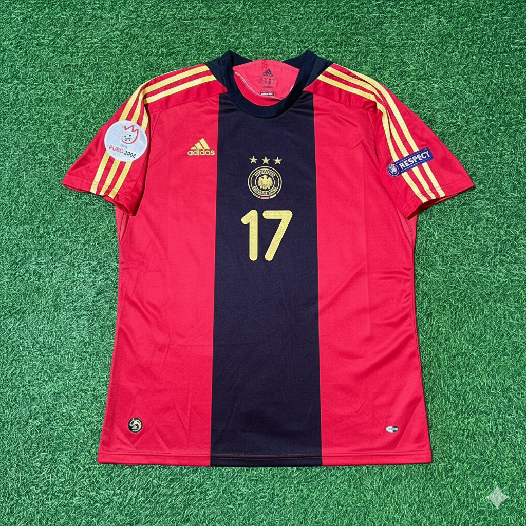 Per Mertesacker Germany EURO 2008 Away Red Retro Football Jersey Kit