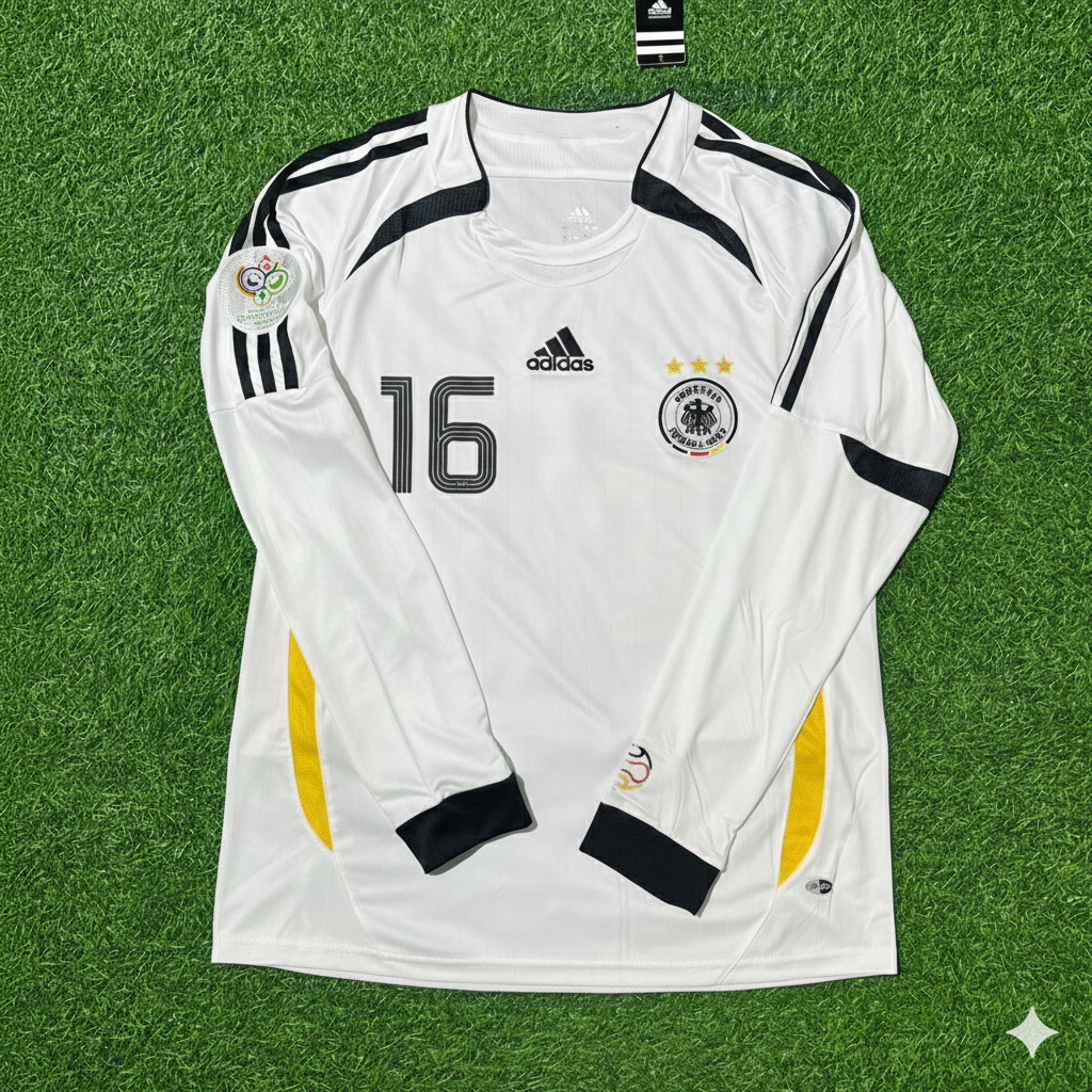 Philipp Lahm Germany 2006 World Cup Long Sleeve White Football Jersey