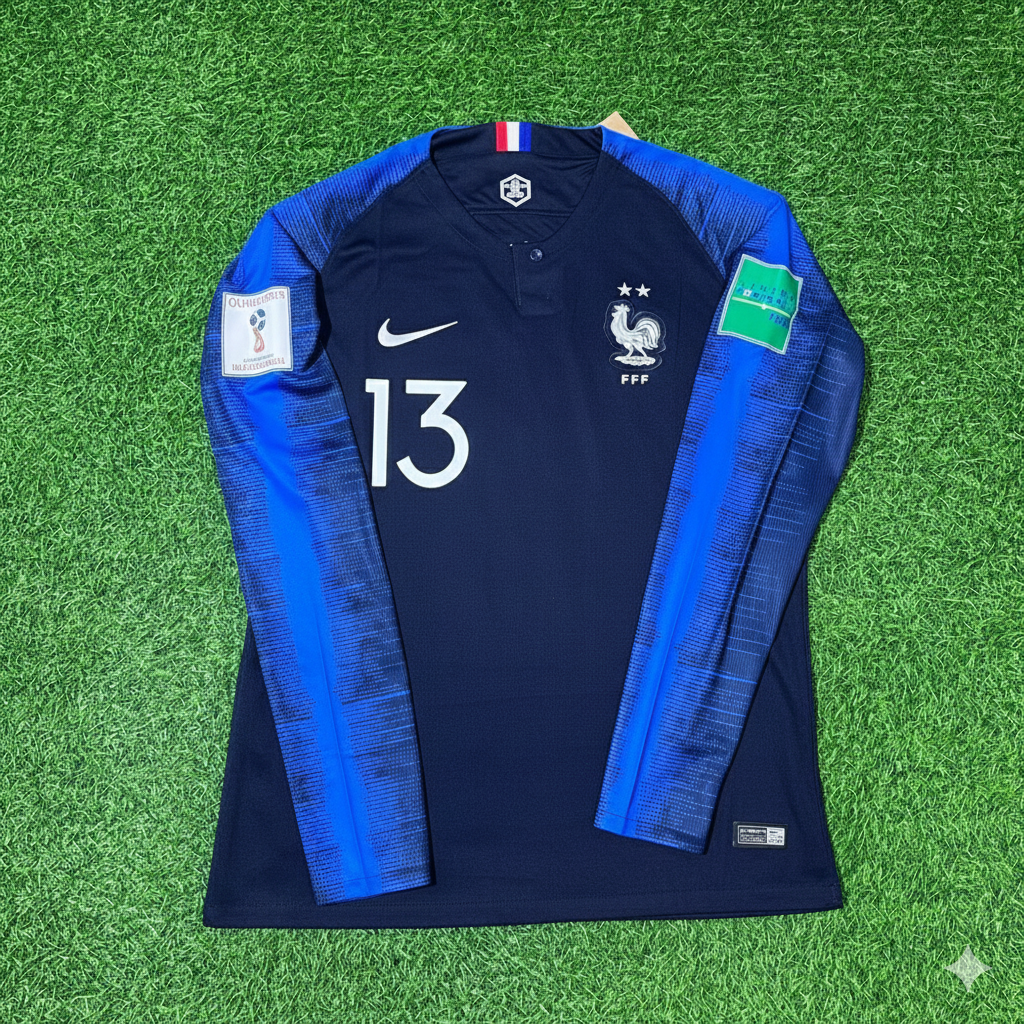 N'Golo Kante France 2018 World Cup Final Long Sleeve Retro Football Jersey Kit