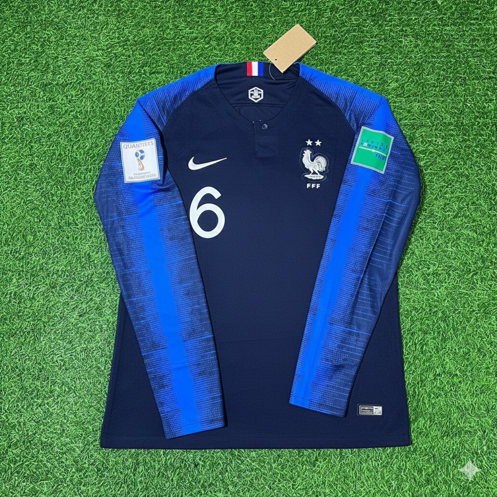 Paul Pogba France 2018 World Cup Final Long Sleeve Retro Football Jersey Kit