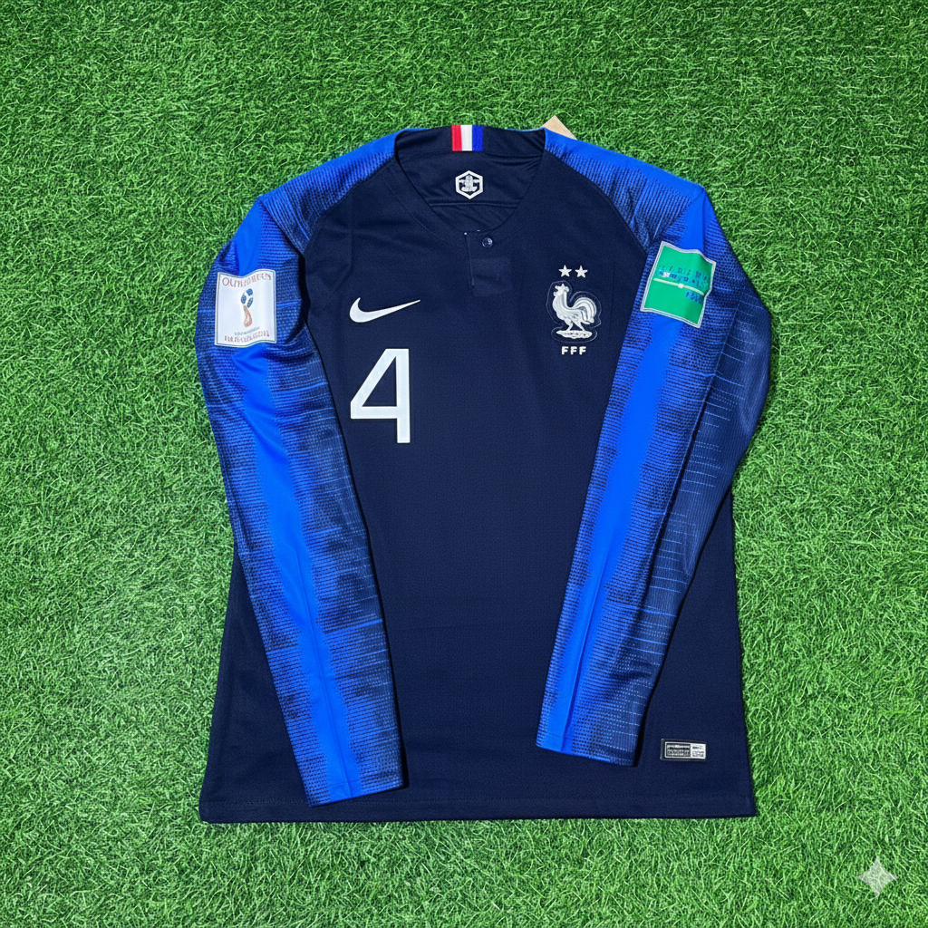 Raphael Varane France 2018 World Cup Final Long Sleeve Retro Football Jersey Kit