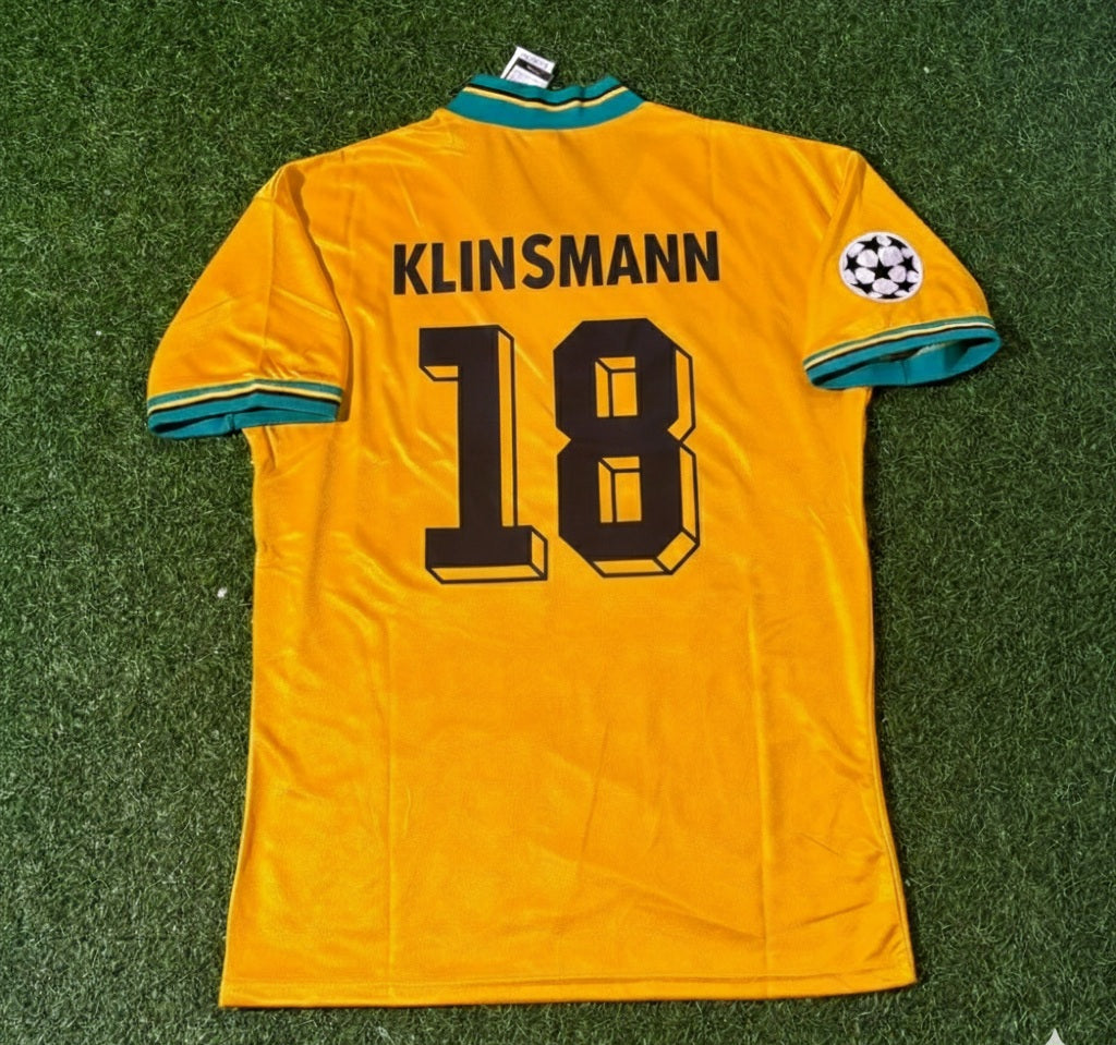 Jürgen Klinsmann Bayern Munich Yellow Retro Football Jersey Kit