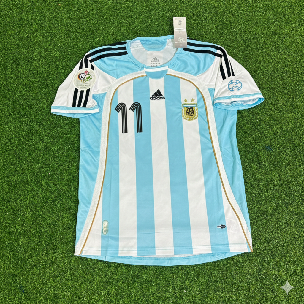 Carlos Tevez Argentina 2006 World Cup Retro Soccer Jersey Maillot Trikot