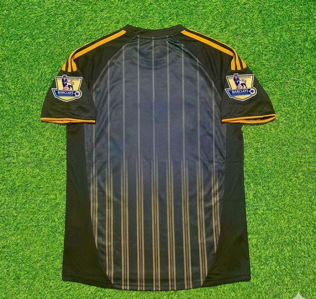 Chelsea 2010 2011 Away Retro Black Orange Football Jersey