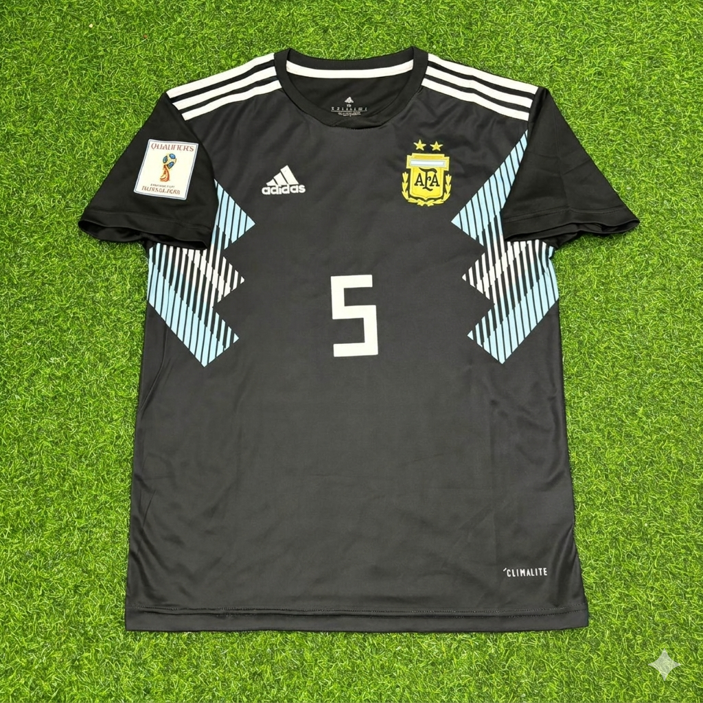 Lucas Biglia Argentina 2018 World Cup Black Retro Football Jersey