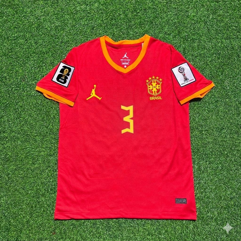 Gabriel dos Santos Magalhães 3# Brazil 2026 World Cup Long Red Jersey Trikot
