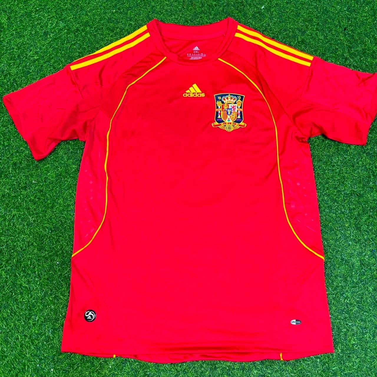 David Villa #7 Spain EURO 2008 Red Home Retro Football Jersey