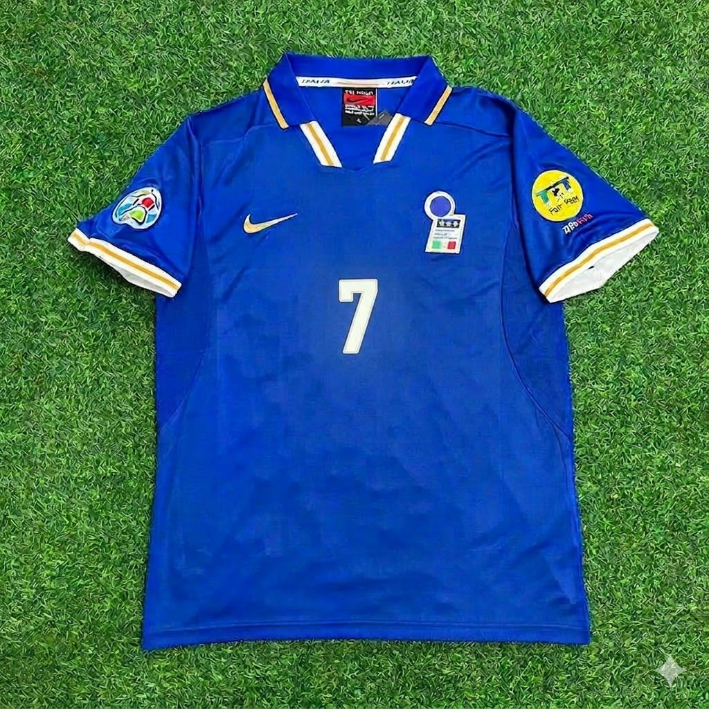 Roberto Donadoni #7 Italy EURO 1996 Blue Retro Soccer Kit Jersey Trikot Maglia Shirt