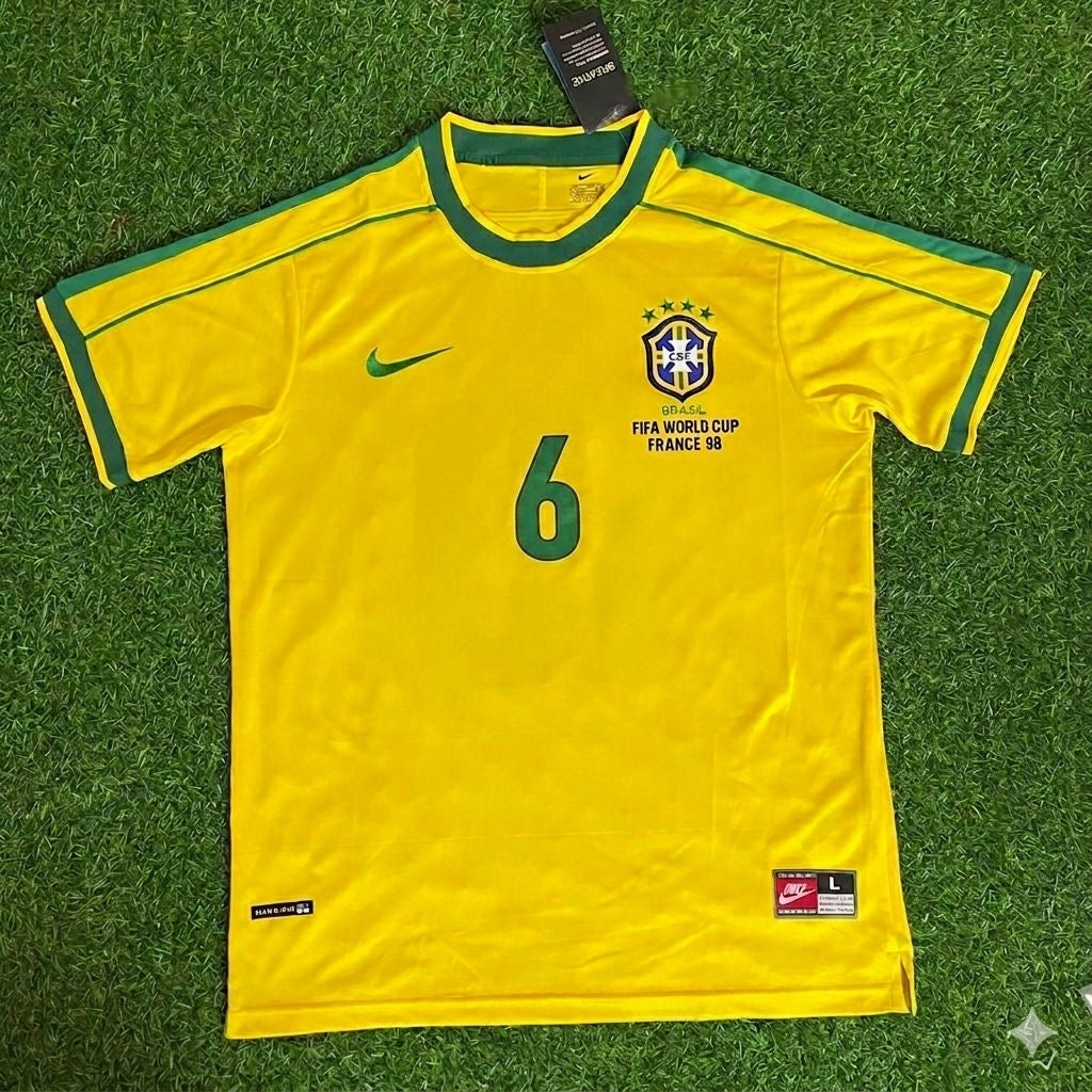 Serginho #6 Brasilien 1998 WM Retro Trikot Fußballtrikot