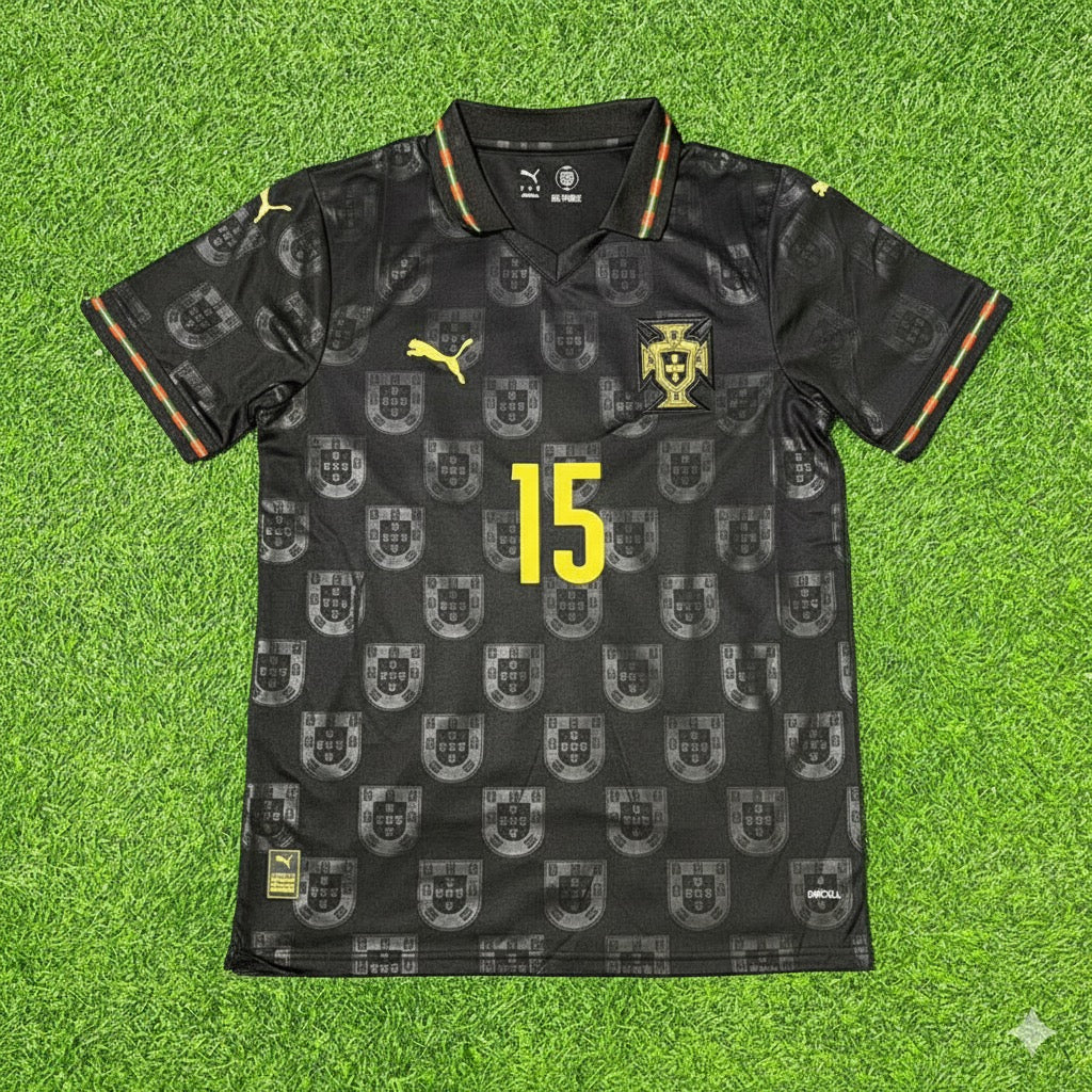 João Neves Portugal 2025/26 New Season Black Football Jersey Kit