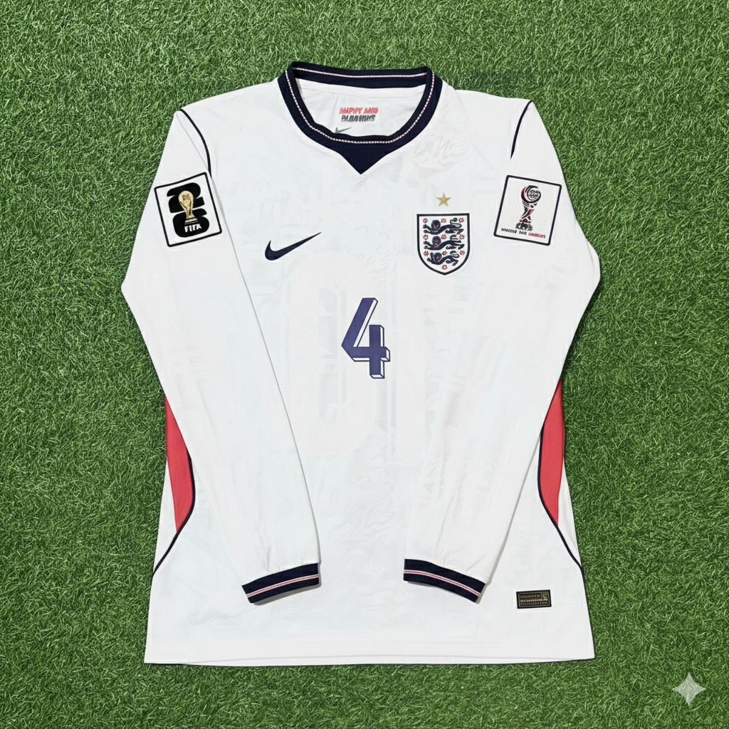Declan Rice 4- England 2026 World Cup Long Sleeve Kit Jersey Trikot Maillot