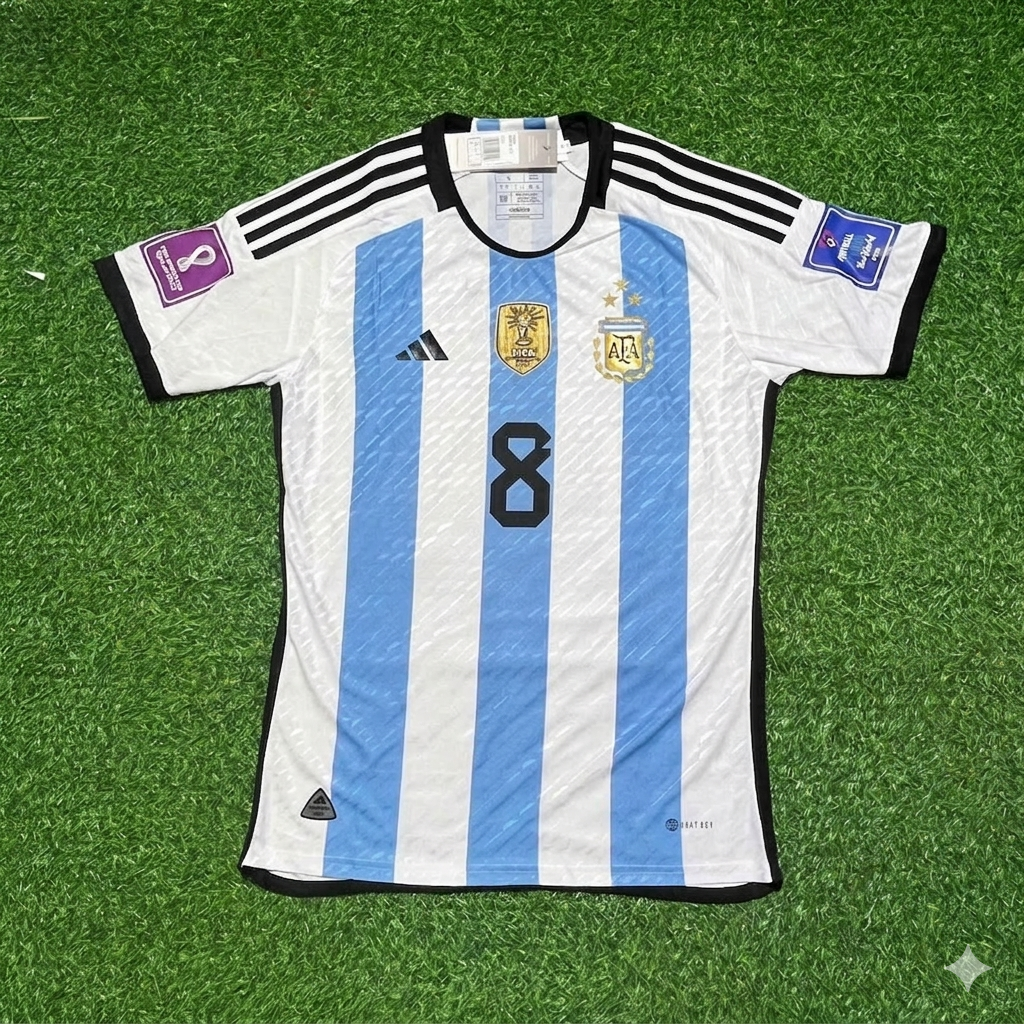 Marcos Acuña 8- Argentina 2022 Qatar World Cup Champion Home Jersey Maillot Trikot Maglia Soccer Shirt