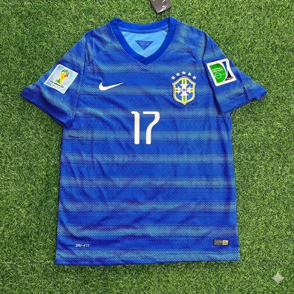 Luiz Gustavo 17- 2014 World Cup Retro Blue Jersey Trikot