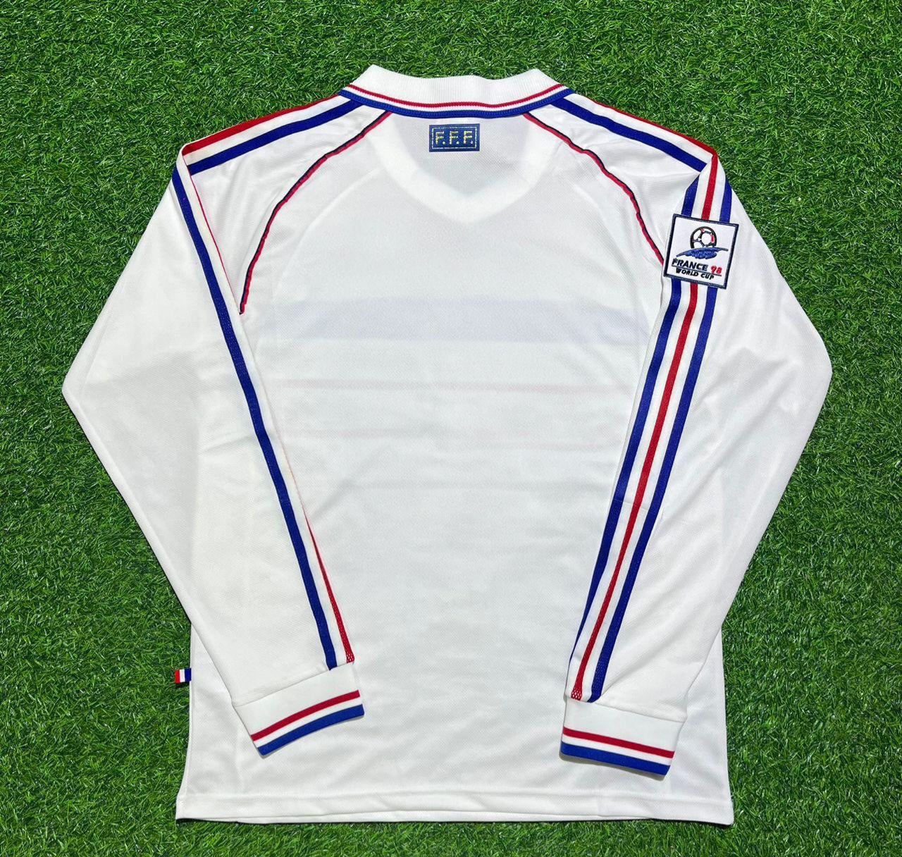 France 1998 World Cup White Away Long Sleeve Retro Jersey