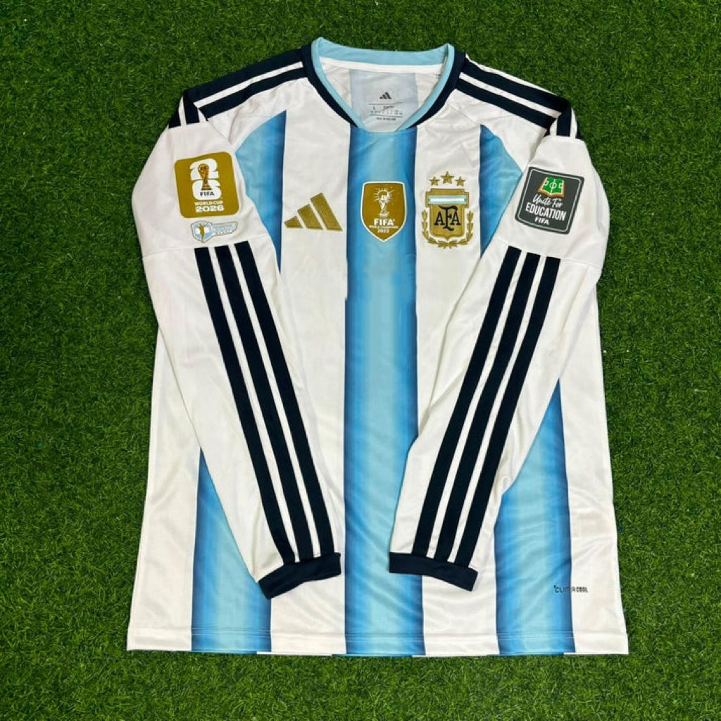 Lautaro Martinez #22 Argentina 2026 World Cup Home Patch Long Sleeve Football Jersey