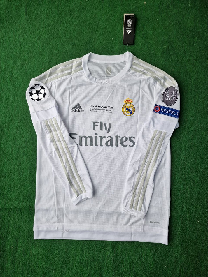 Karim Benzema 9- Real Madrid 2016 Champions League Final Long Sleeve Jersey Trikot Maillot Soccer Shirt