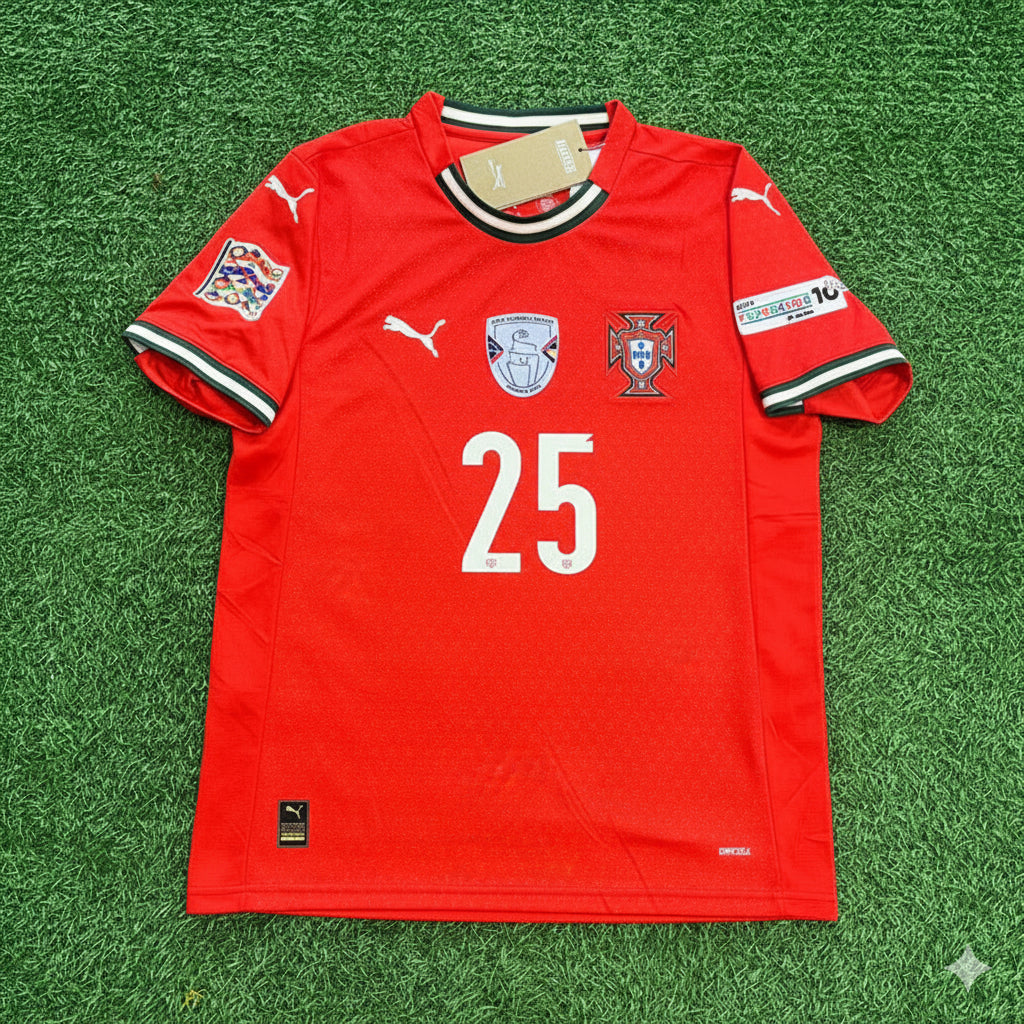 Nuno Mendes Portugal UEFA Nations League Vainqueur Maillot Rouge Trikot Maillot Maillot De Football