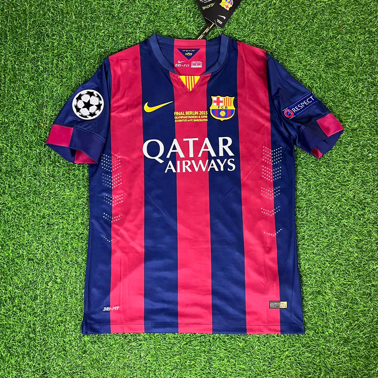 Andres Iniesta #8 Barcelona 2015 Champions League Finale Kinder Retro Trikot