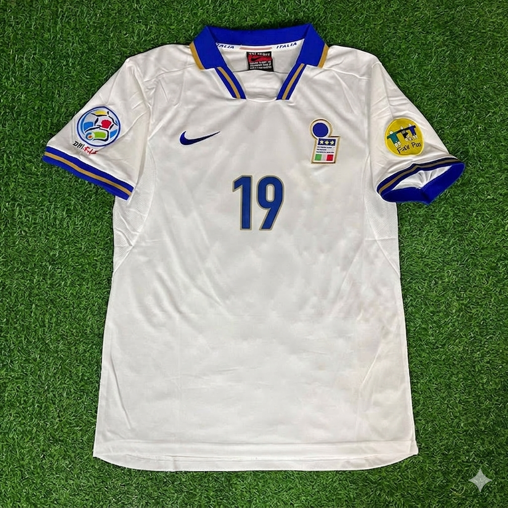 Enrico Chiesa #19 Italy EURO 1996 White Retro Jersey