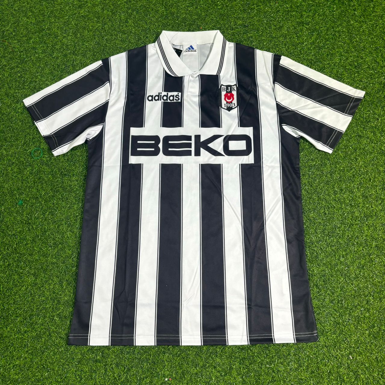 Besiktas 1996/1997 Black White Retro Forma Football Trikot Maillot Jersey