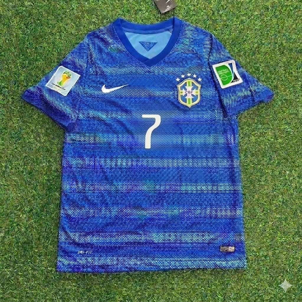 Hulk 7- 2014 World Cup Retro Blue Jersey Trikot