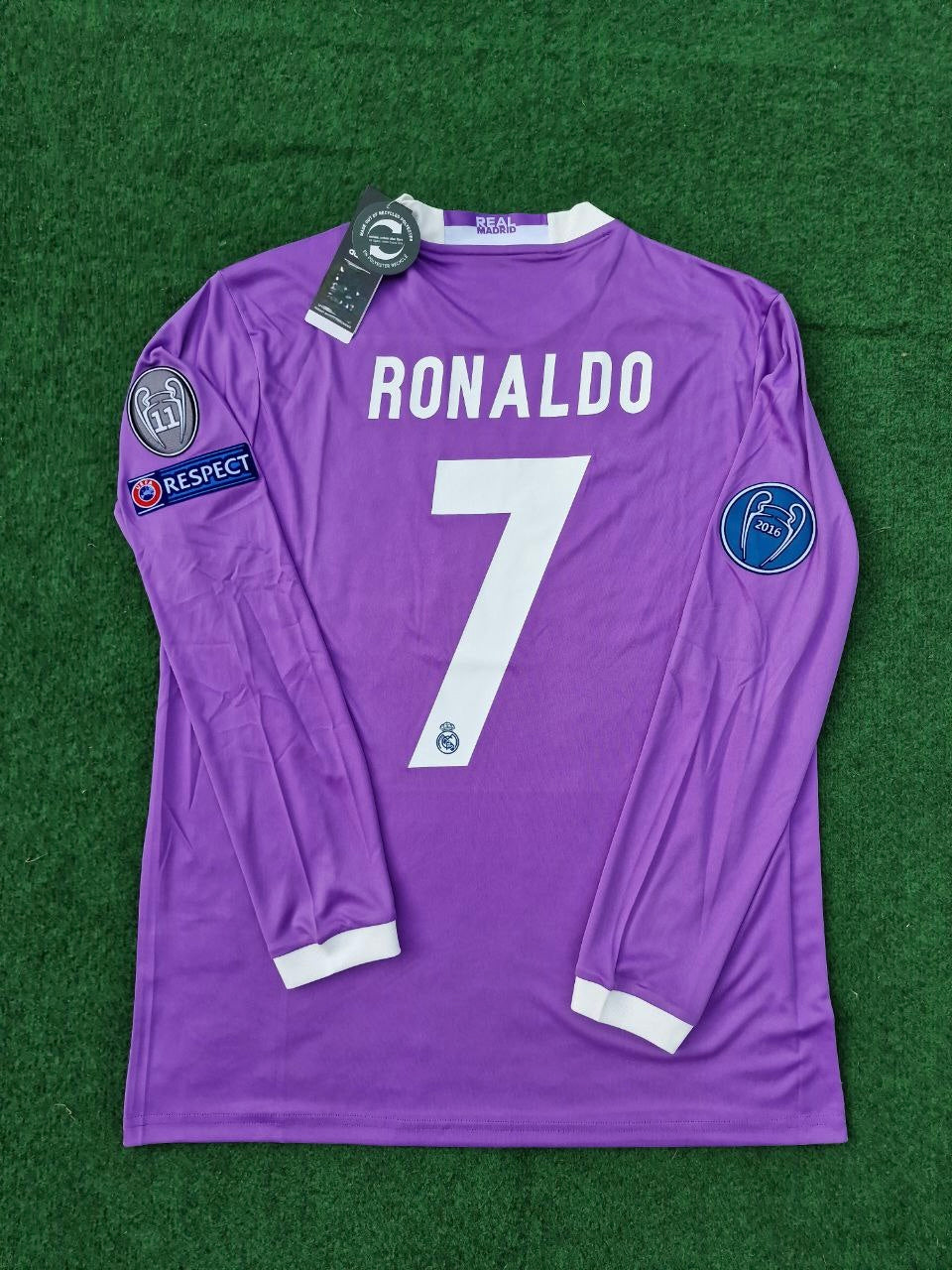 Cristiano Ronaldo 2017 CL Final Purple Retro Long Sleeve Football Jersey