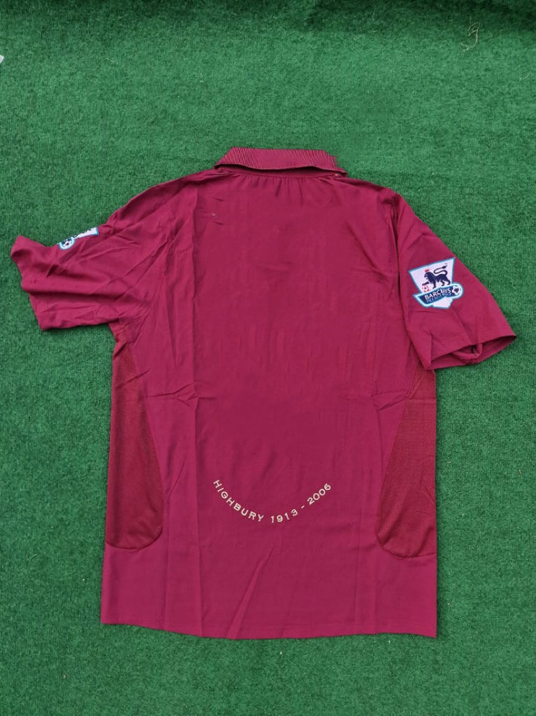 Arsenal 2006 Highbury Burguny Premier League Patch Retro Football Jersey