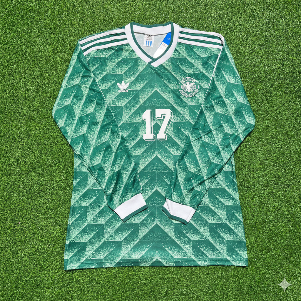Andreas Möller Germany 1990 World Cup Green Long Sleeve Football Jersey