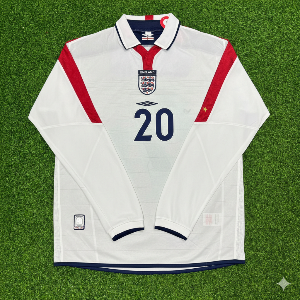 Kieran Dyer England EURO 2004 Long Sleeve Home Retro Football Jersey