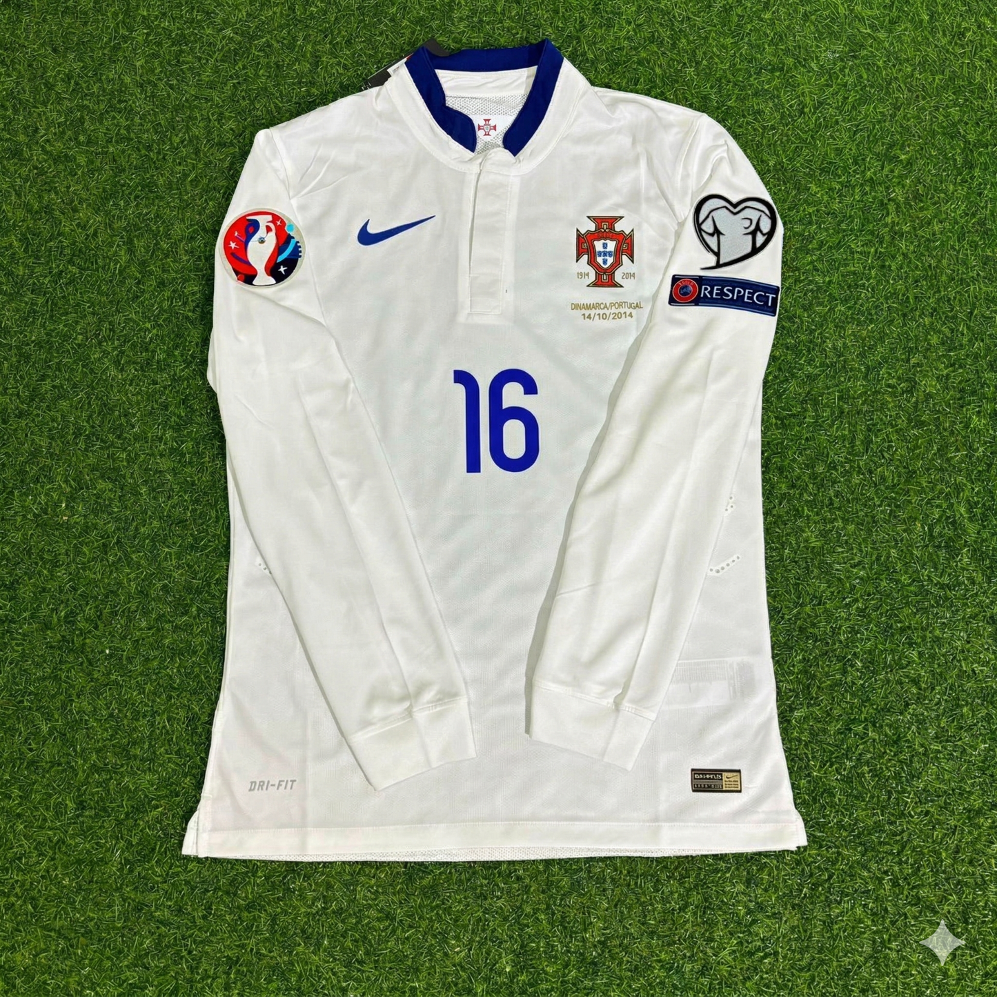 Renato Sanches Portugal EURO 2016 White Long Sleeve Retro Football Jersey