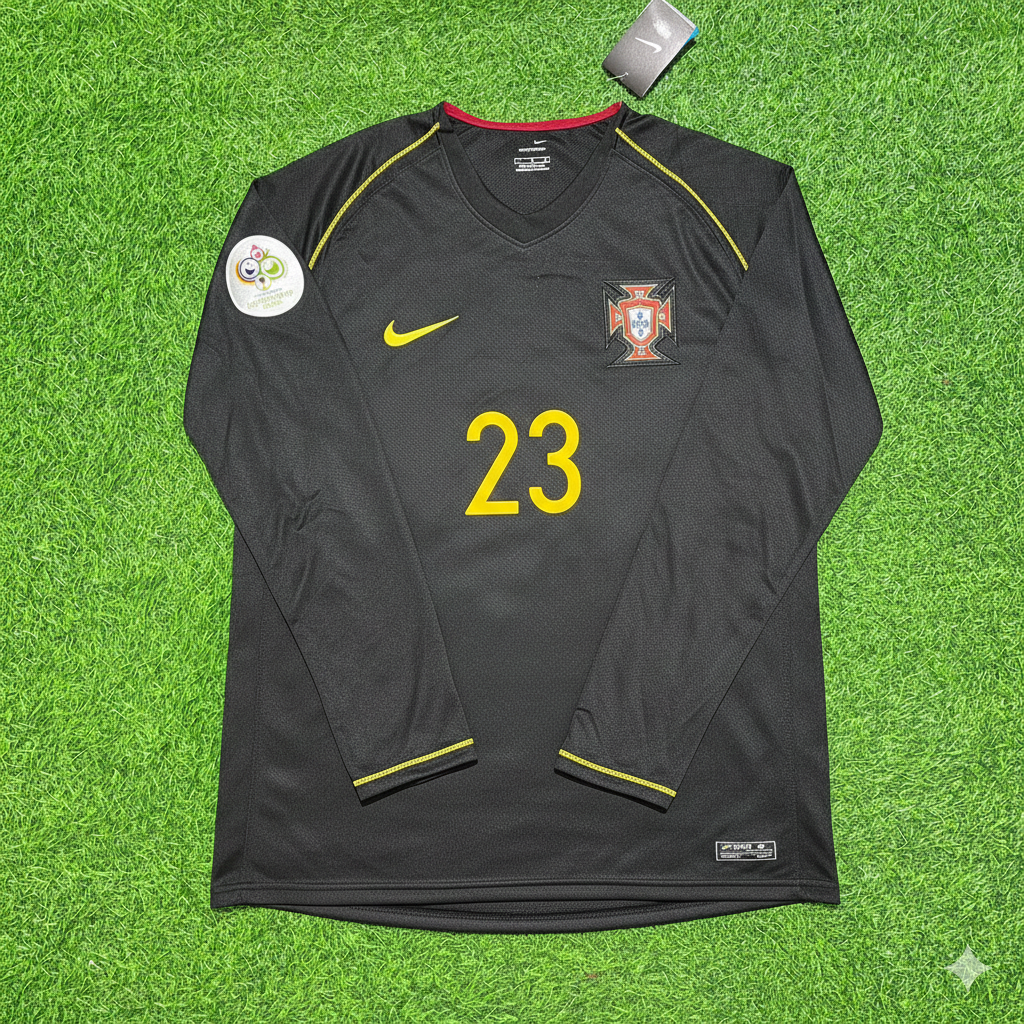 Helder Postiga Portugal 2006 World Cup Long Sleeve Black Retro Football Jersey