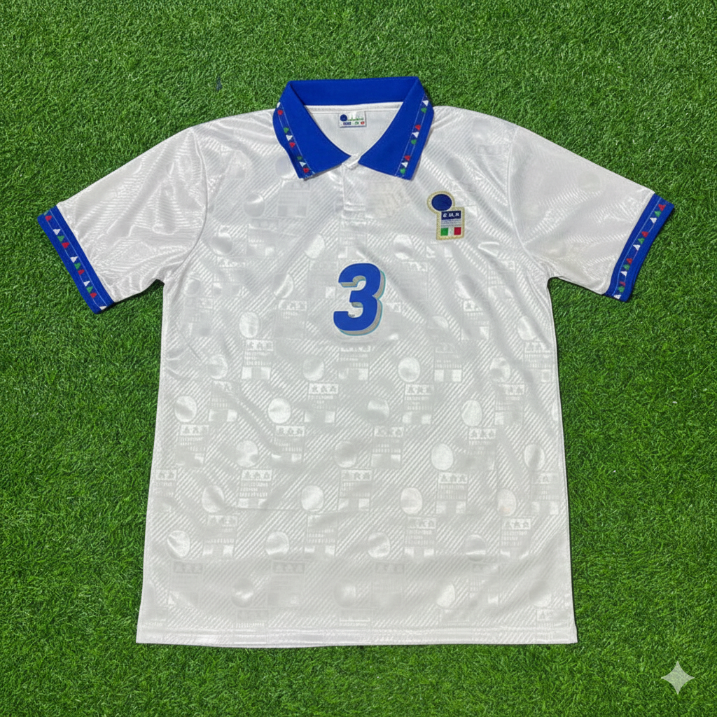 Paolo Maldini Italy 1994 World Cup White Retro Football Jersey Kit