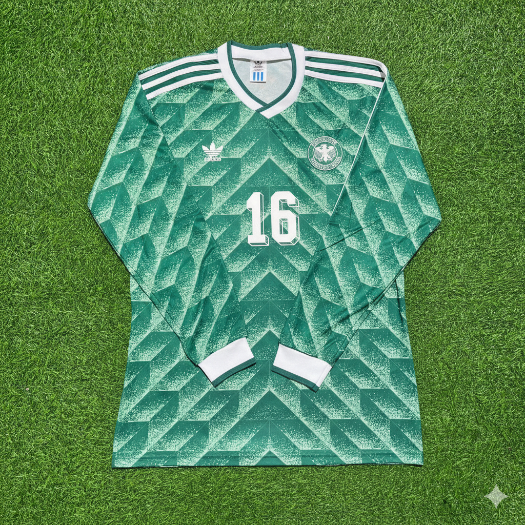 Paul Steiner Germany 1990 World Cup Green Long Sleeve Football Jersey