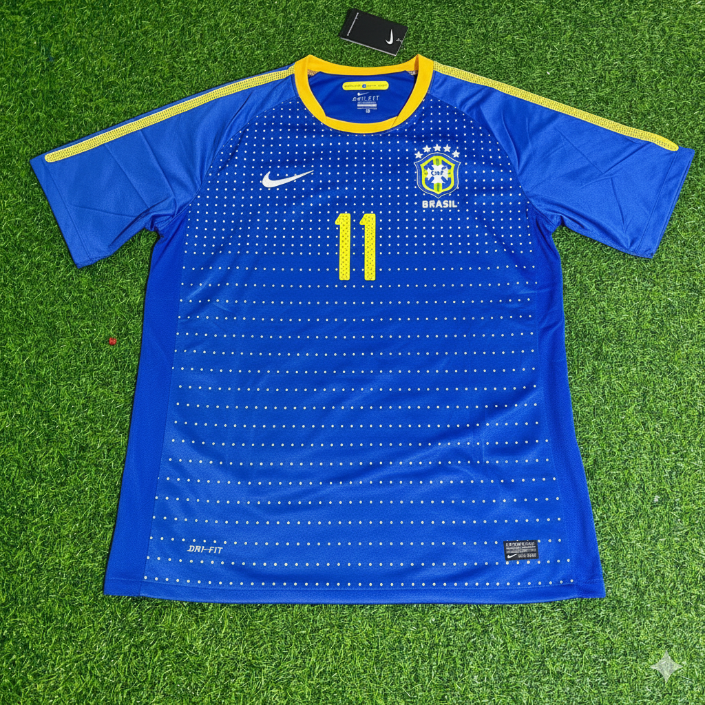 Philippe Coutinho Brazil 2010 World Cup Retro Blue Jersey Trikot