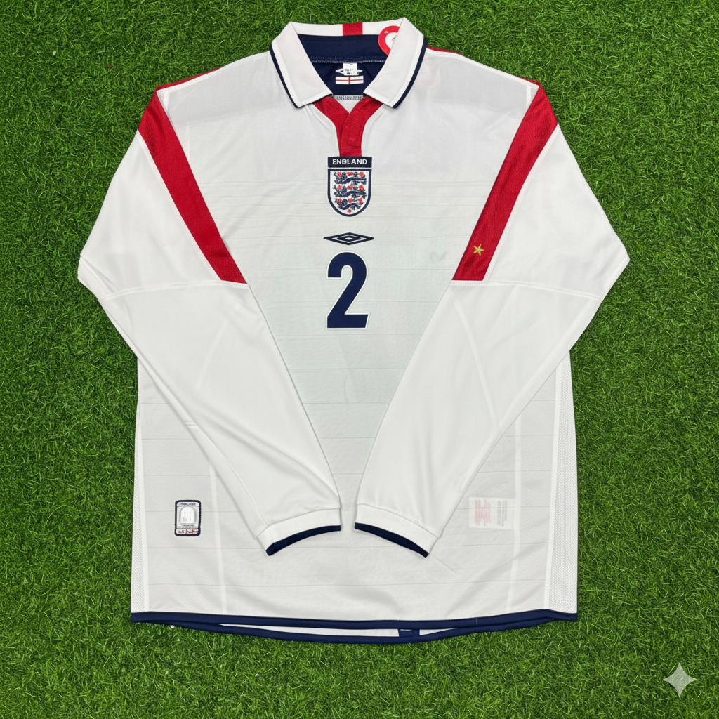 Gary Neville England EURO 2004 Long Sleeve Home Retro Football Jersey