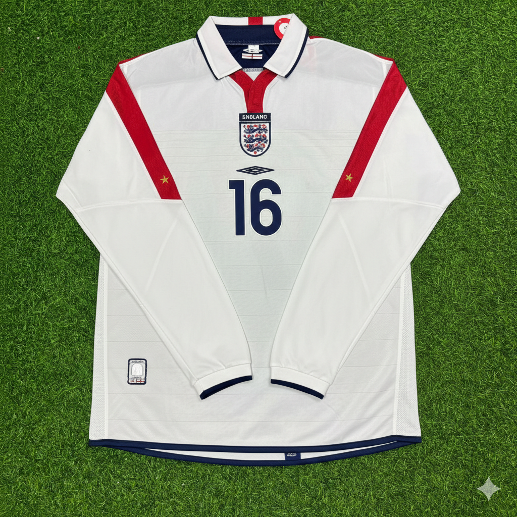 Jamie Carragher England EURO 2004 Long Sleeve Home Retro Football Jersey