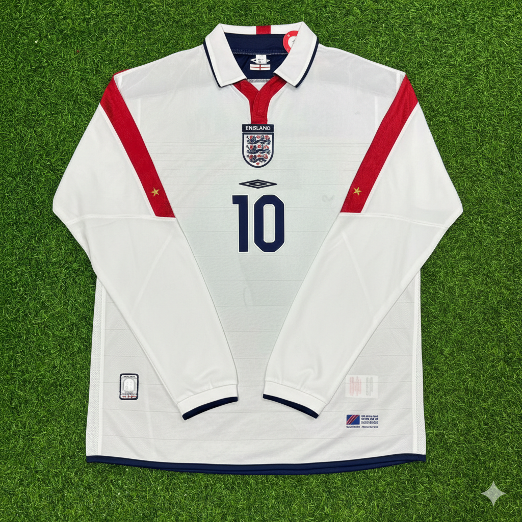 Michael Owen England EURO 2004 Long Sleeve Home Retro Football Jersey