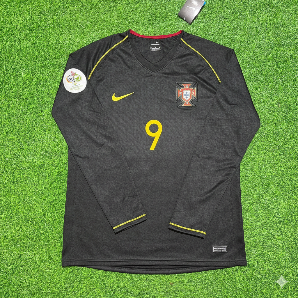 Pauleta Portugal 2006 World Cup Long Sleeve Black Retro Football Jersey