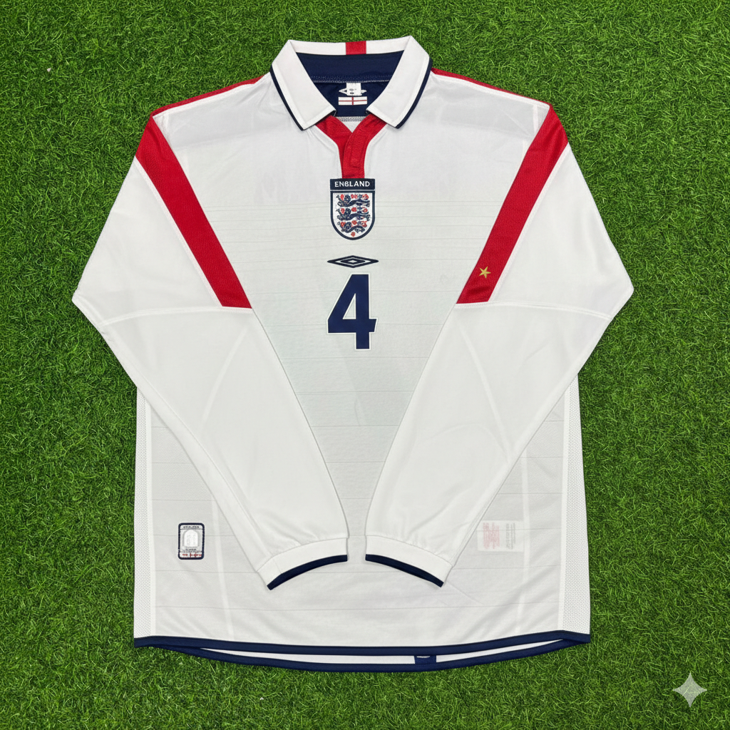 Steven Gerrard England EURO 2004 Long Sleeve Home Retro Football Jersey