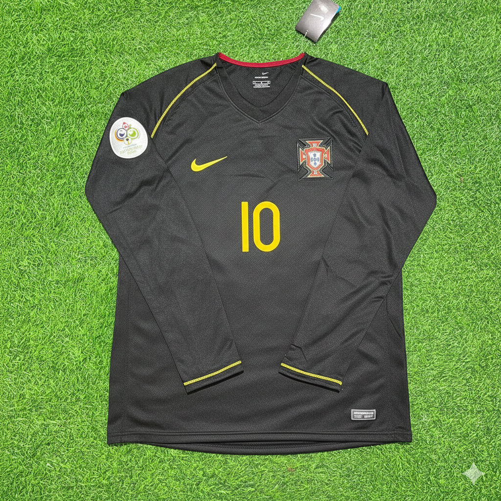 Hugo Viana Portugal 2006 World Cup Long Sleeve Black Retro Football Jersey