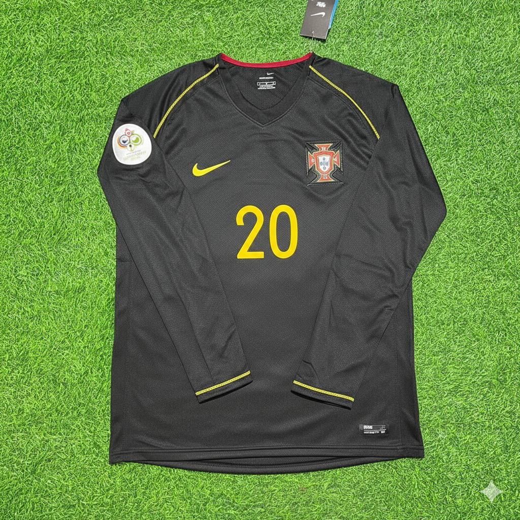 Deco Portugal 2006 World Cup Long Sleeve Black Retro Football Jersey