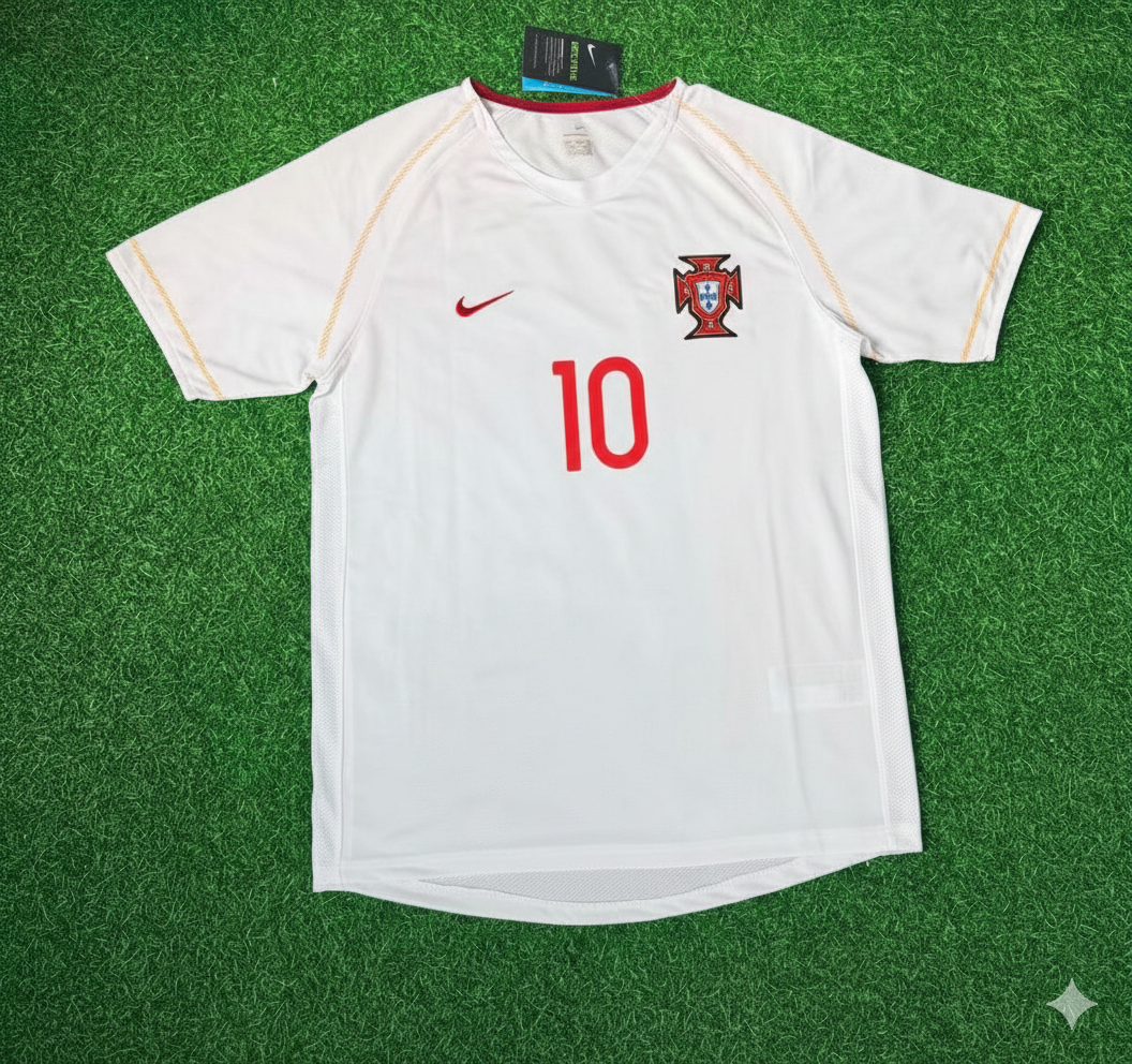 Rui Costa Portugal 2002 Retro White Debut Football Jersey