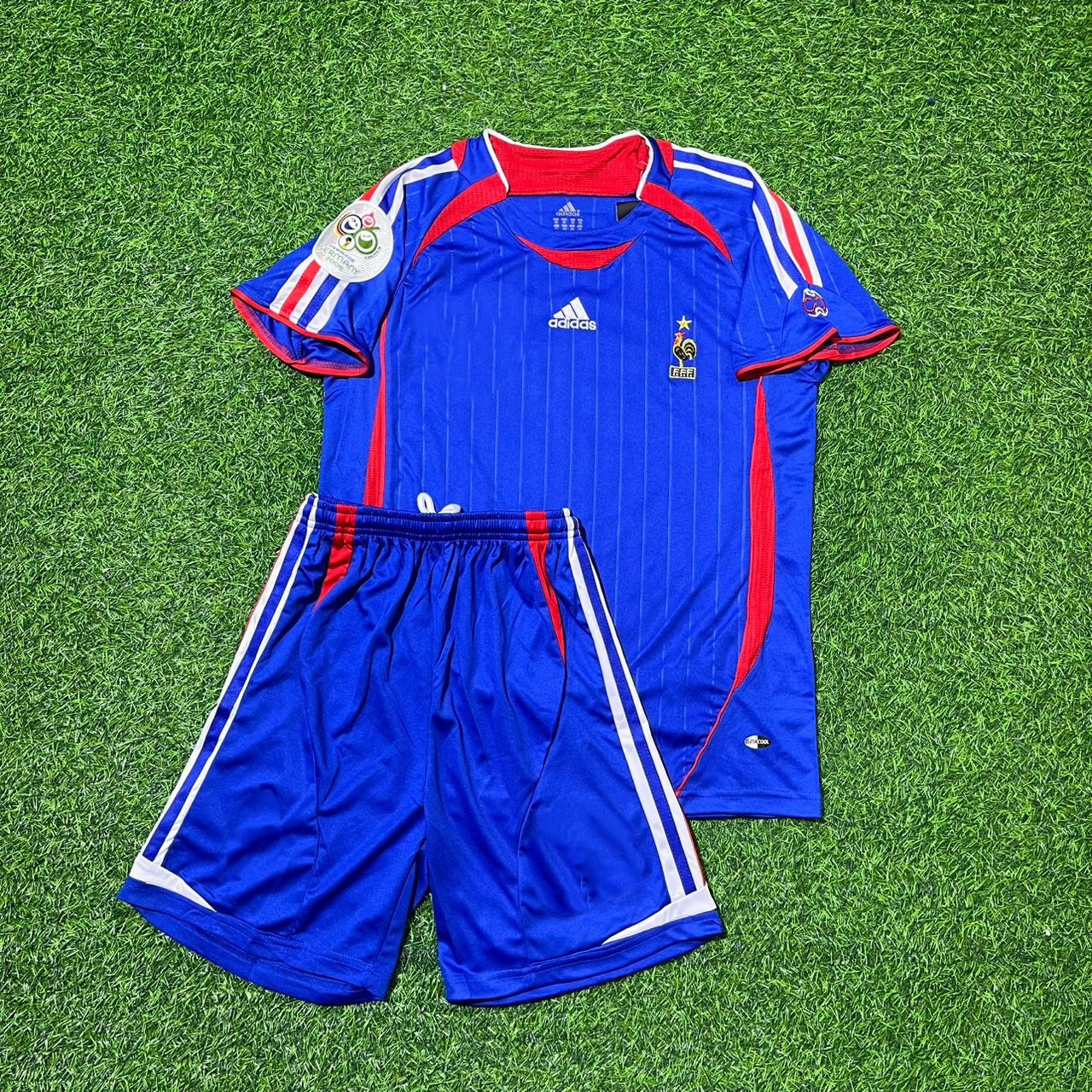 Patrick Vieira #4 France 2006 World Cup Kids Blue Retro Football Jersey Kit
