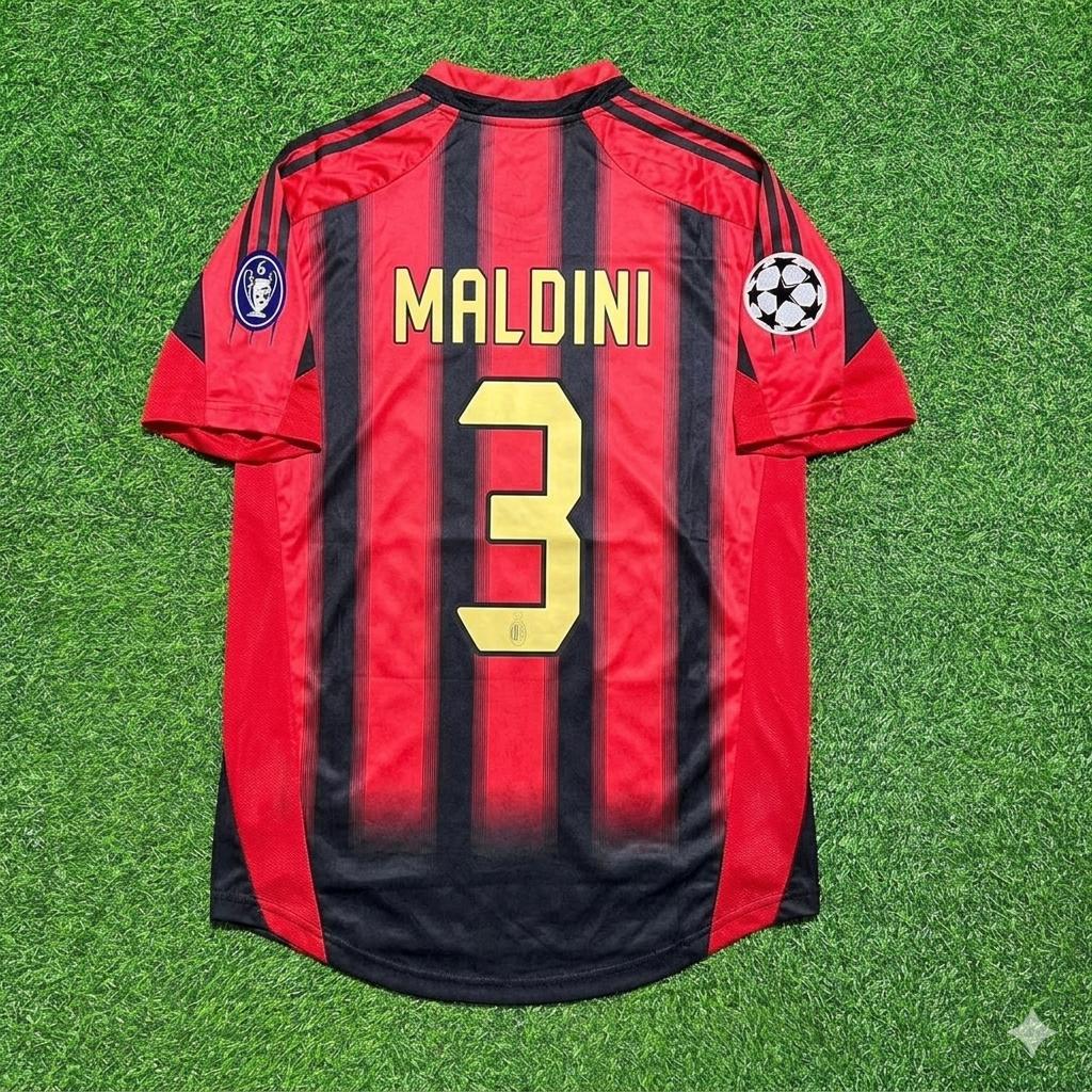 Paolo Maldini #3 AC Milan 2004 2005 Home Retro Football Jersey