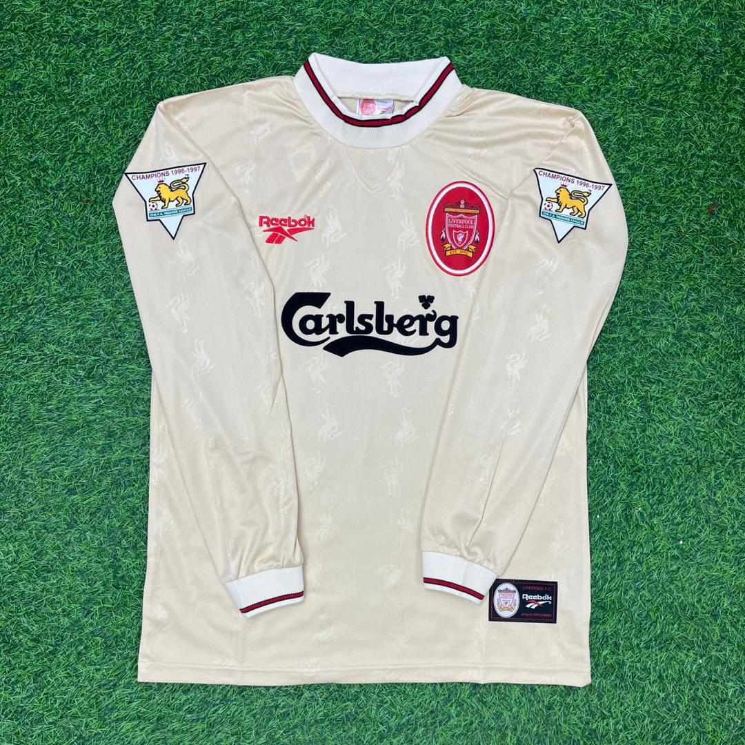 Robbie Fowler Liverpool 1996 1997 Retro Away White Long Sleeve Jersey