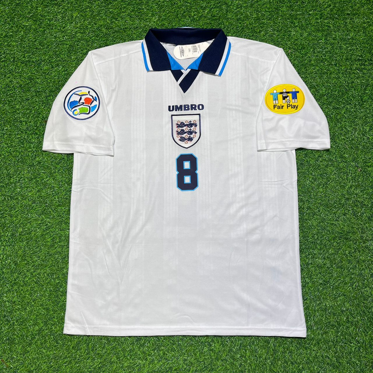Paul Gascoigne 1996 White Retro Long Sleeve Jersey