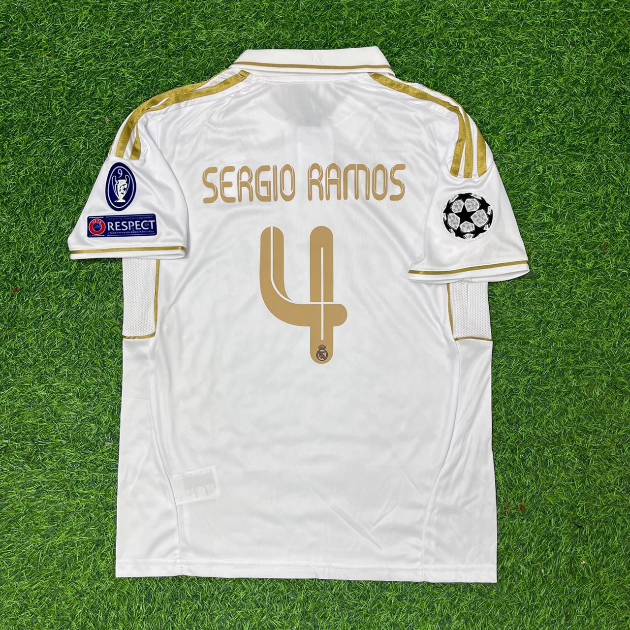 Sergio Ramos 2011-2012 Golden Font Jersey Soccer Shirt Trikot